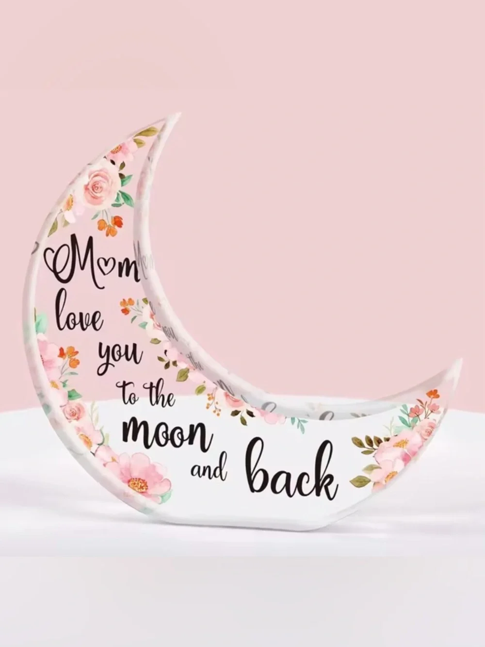 Pink Floral Crescent Moon Decor Mother’s Day gift